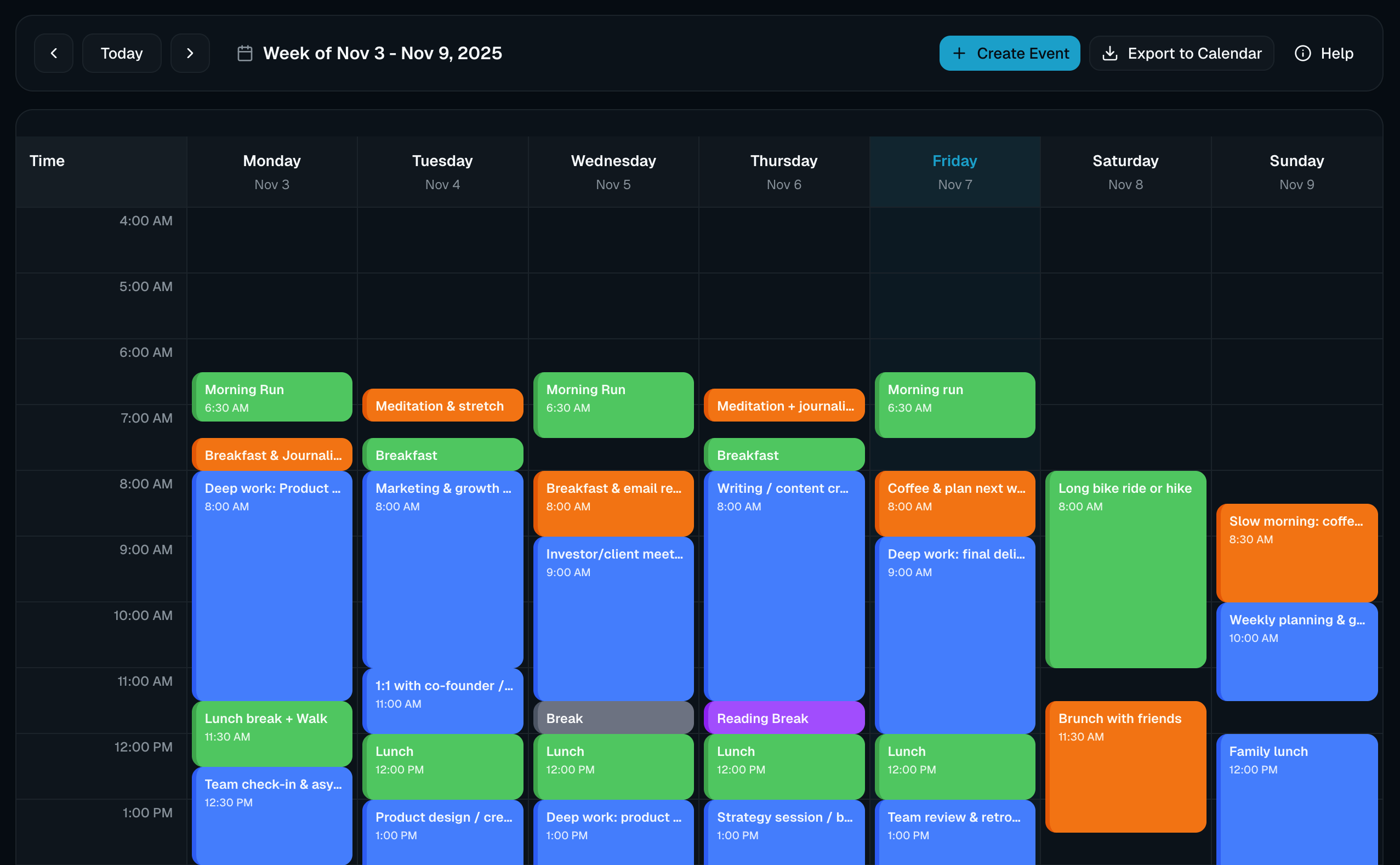 AI-generated weekly schedule preview